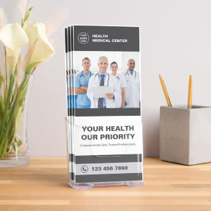 Medical Clinic Healthcare Promotional Gray Bi-Fold Brochure
