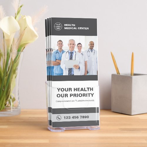 Medical Clinic Healthcare Promotional Gray Bi-Fold Brochure