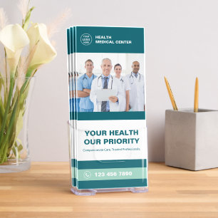 Medical Clinic Healthcare Promotional Teal Bi-Fold Brochure