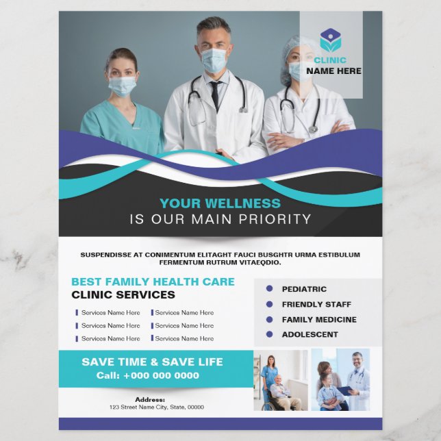 Medical Clinic Service Flyer Template (Front)