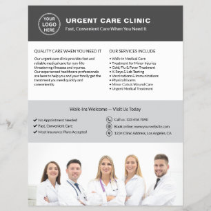 Medical Clinic Urgent Care Gray Logo QR Flyer