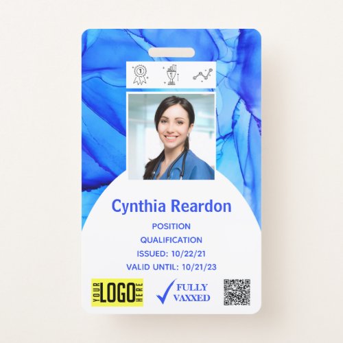 Medical Clinical Photo ID QR Bar Code Fully Vaxxed Badge