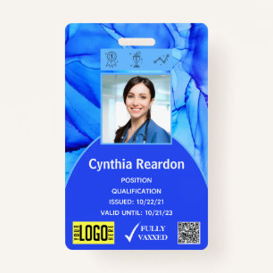 Medical Clinical Staff Photo ID QR Bar Code Vaxxed Badge