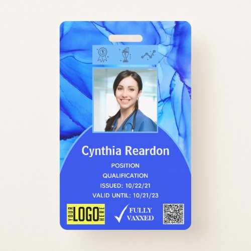 Medical Clinical Staff Photo ID QR Bar Code Vaxxed Badge