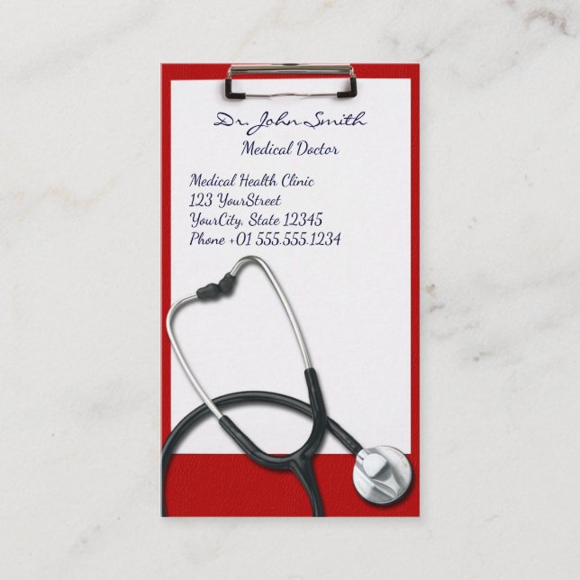 Medical Clipboard with Stethoscope - Appointment Card (Front)