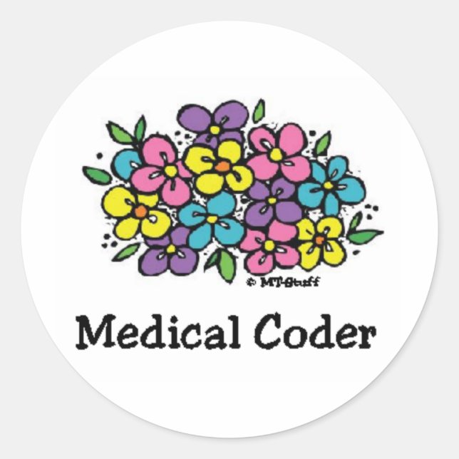 Medical Coder Blooms1 Classic Round Sticker (Front)