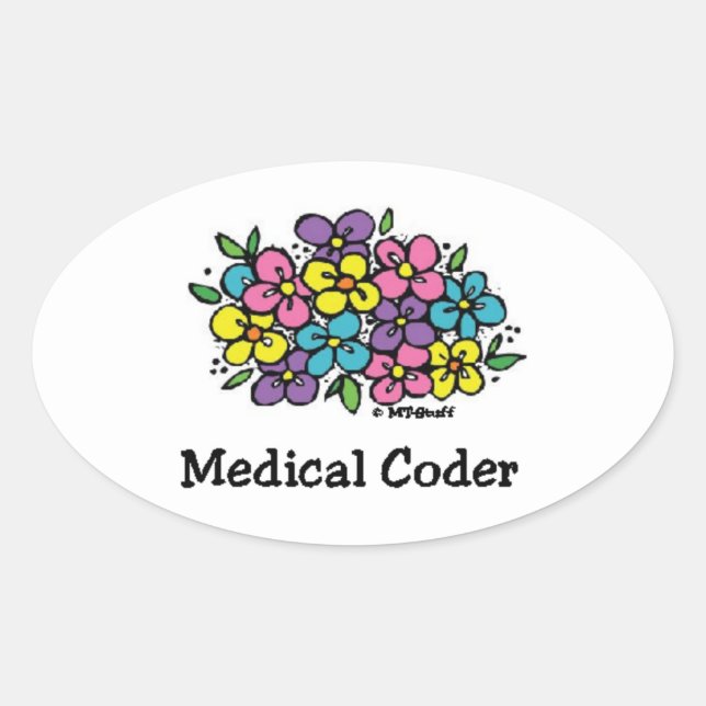 Medical Coder Blooms2 Oval Sticker (Front)