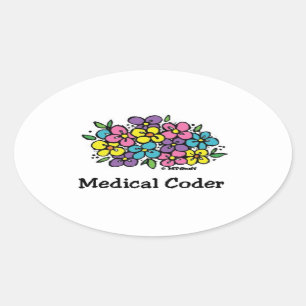 Medical Coder Blooms2 Oval Sticker