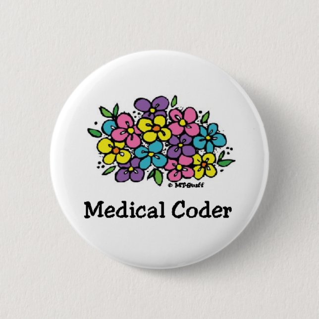 Medical Coder Blooms 2 Pinback Button (Front)