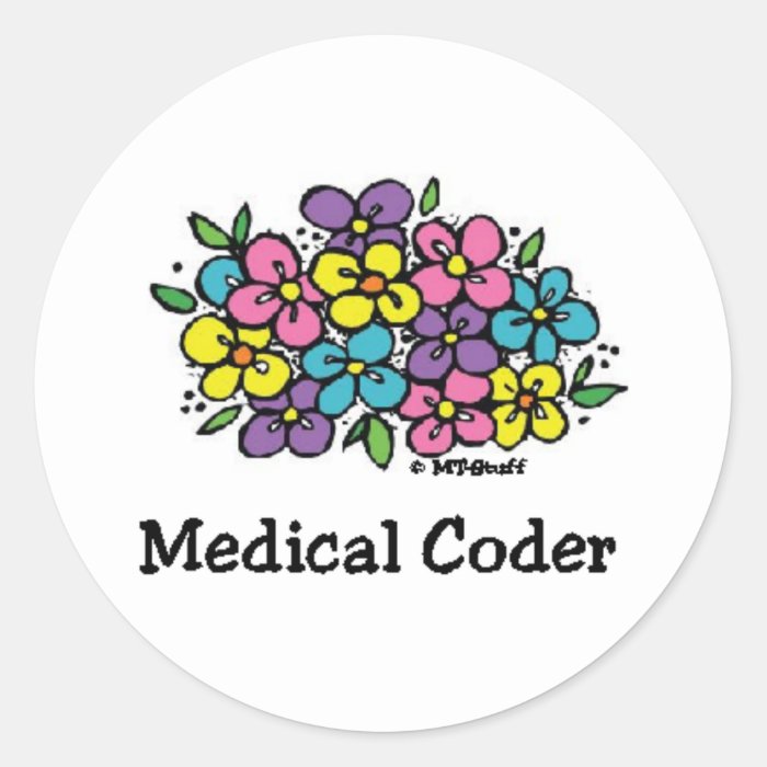 Medical Coder Blooms 2 Round Sticker