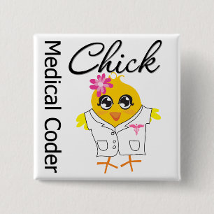 Medical Coder Chick Button