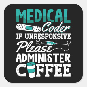 Medical Coder Coffee Assistant ICD Coding Square Sticker