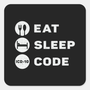 Medical Coder Eat Sleep Code Coding ICD Programmer Square Sticker