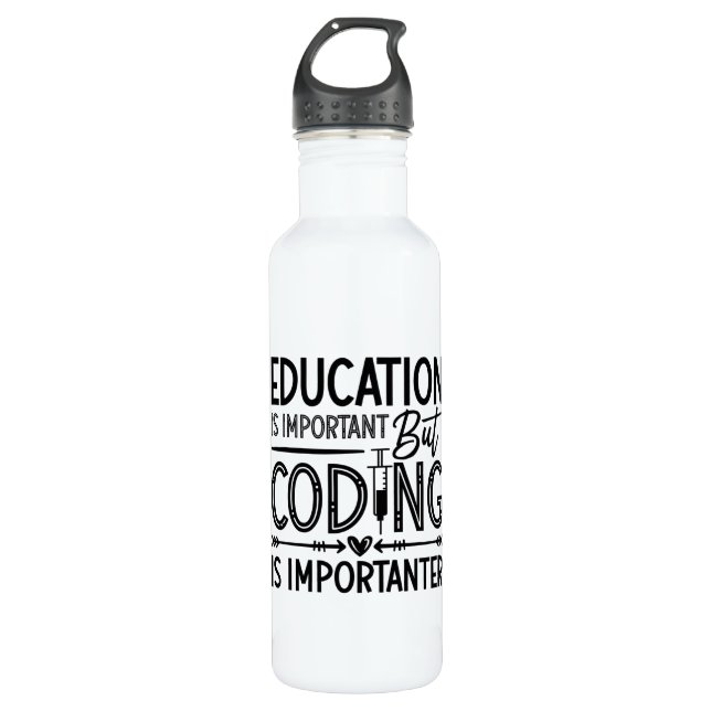 Medical Coder Education Is Important Coding ICD Stainless Steel Water Bottle (Front)