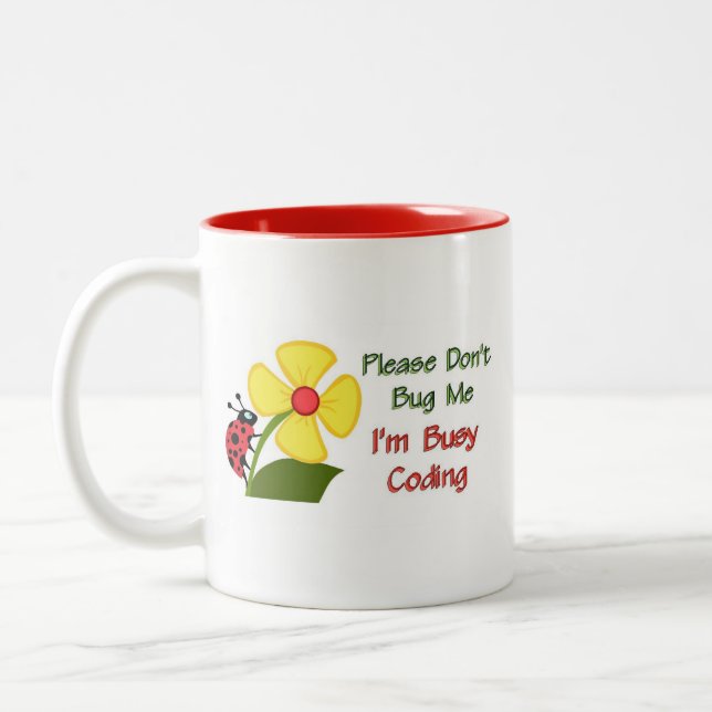 Medical Coder Ladybug Two-Tone Coffee Mug (Left)