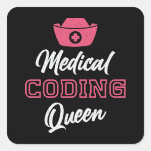 Medical Coder Queen Coding ICD Programmer Coder Square Sticker