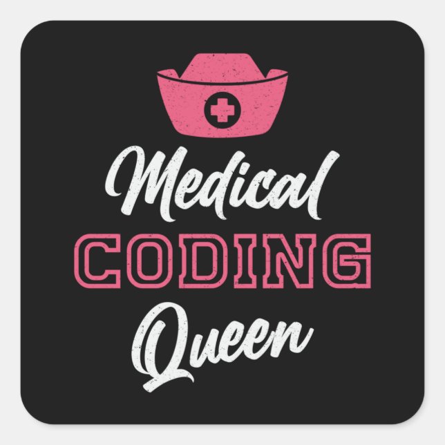 Medical Coder Queen Coding ICD Programmer Coder Square Sticker (Front)