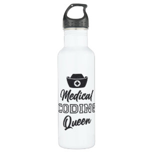 Medical Coder Queen Coding ICD Programmer Gift Stainless Steel Water Bottle