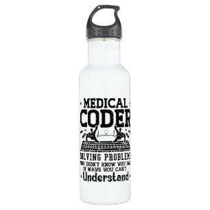 Medical Coder Solving Problems Coding Assistant Stainless Steel Water Bottle