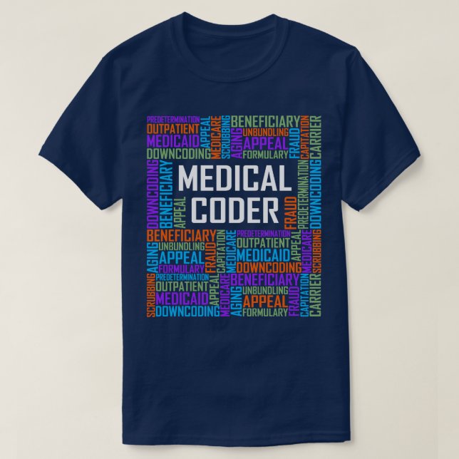 Medical Coder Words T-Shirt (Design Front)