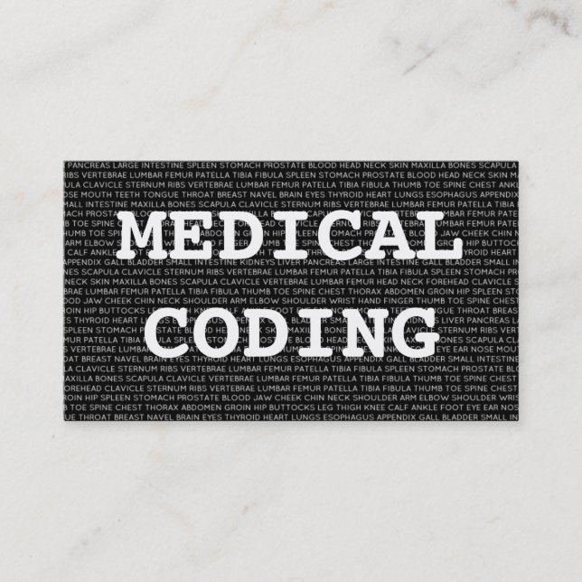 Medical Coding Medical Words Business Card (Front)