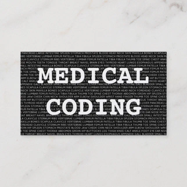 Medical Coding Medical Words Business Card | Zazzle