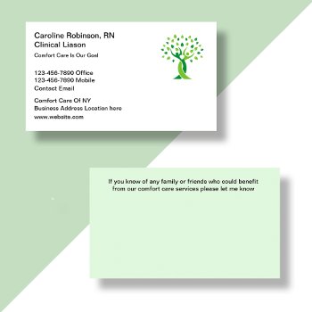 Medical Comfort Care Specialist Business Cards by Luckyturtle at Zazzle