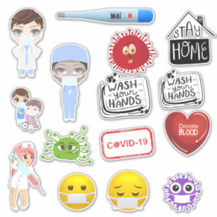 Medical covid-19 corona hospital masks germs stick sticker