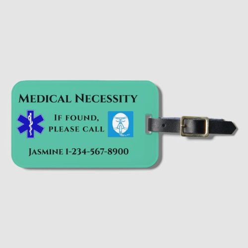 Medical CPAP Carry On Green Black Luggage Tag