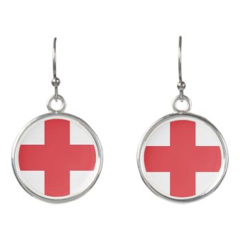 Medical Cross Drop Earrings In Red by MarshallArtsInk at Zazzle