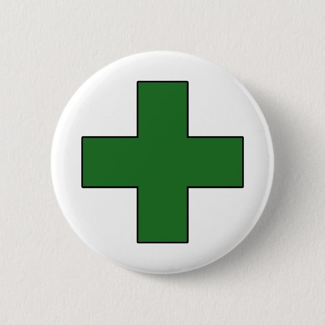 Medical Cross Medical Life Saving Guard Symbol Pinback Button (Front)
