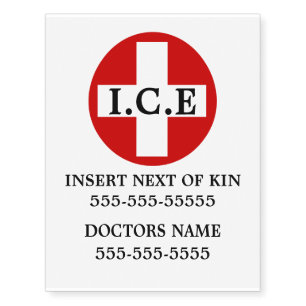 Medical Cross white red circle Personalize Temporary Tattoos