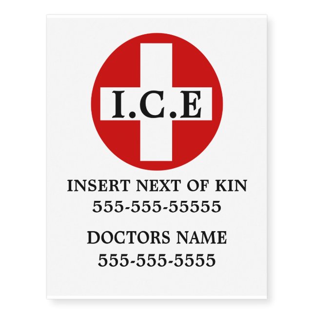 Medical Cross white red circle | Personalize Temporary Tattoos (Front)