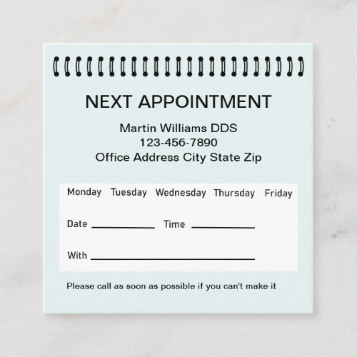 Medical Dentist Appointment Business Cards 