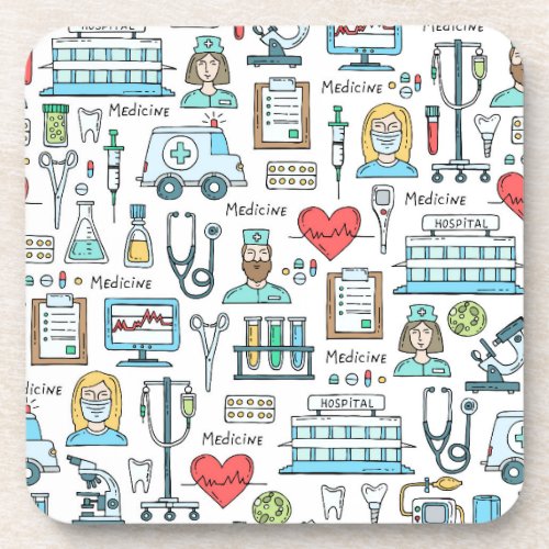 Medical Design Pattern Beverage Coaster