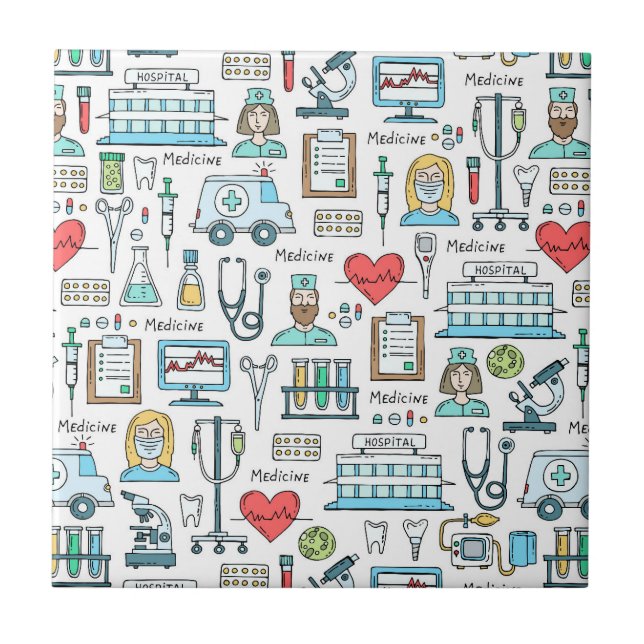 Medical Design Pattern Ceramic Tile (Front)