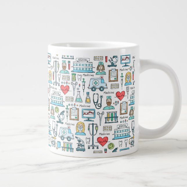 Medical Design Pattern Giant Coffee Mug (Right)