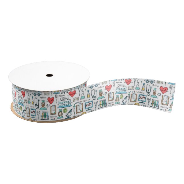 Medical Design Pattern Grosgrain Ribbon (Spool)