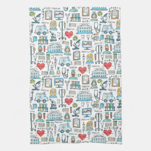 Medical Design Pattern Kitchen Towel