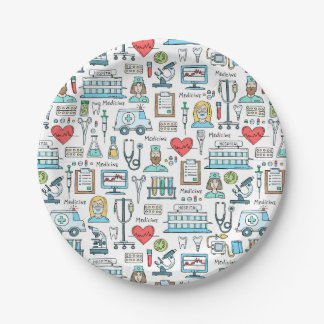 Medical Design Pattern Paper Plates
