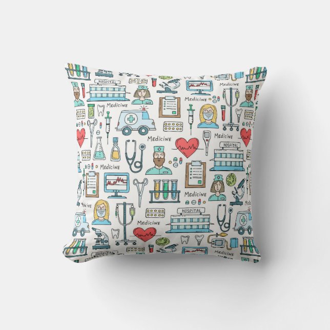 Medical Design Pattern Throw Pillow (Front)