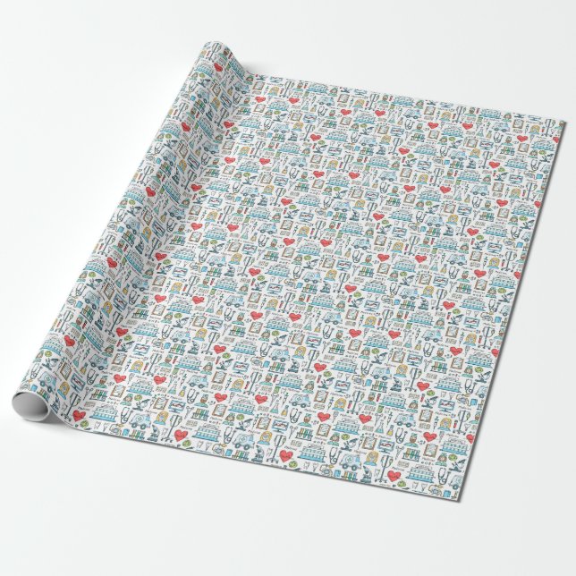 Medical Design Pattern Wrapping Paper (Unrolled)