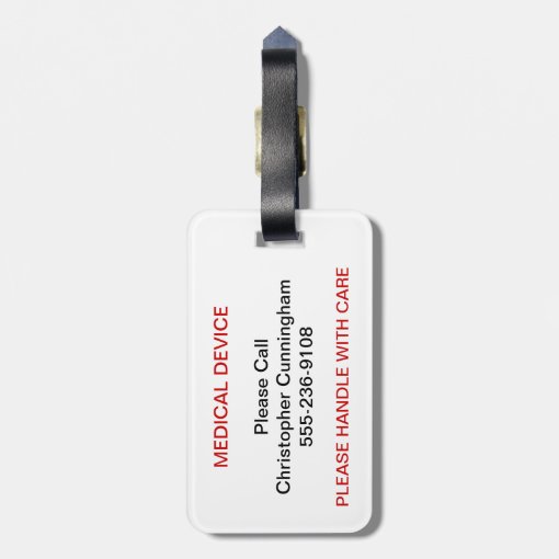 Medical Device Equipment Luggage Tag Zazzle