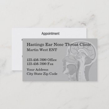 Medical Doctor Appointment Ear Nose Throat  Business Card by Luckyturtle at Zazzle