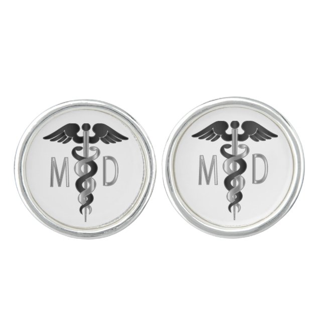 Medical Doctor - Black and Silver Cufflinks (Front)