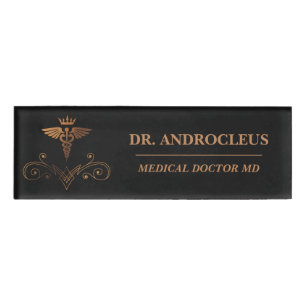 Medical Doctor Black Gold Caduceus Name Tag