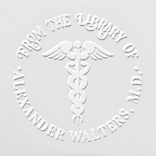 Medical Doctor Caduceus #1B “From the library of” Embosser