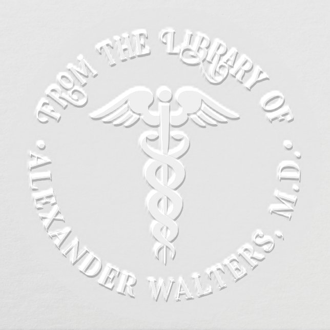 Medical Doctor Caduceus #1B “From the library of” Embosser (Design)