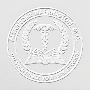 Medical Doctor Caduceus #1LR Book Name Address Embosser