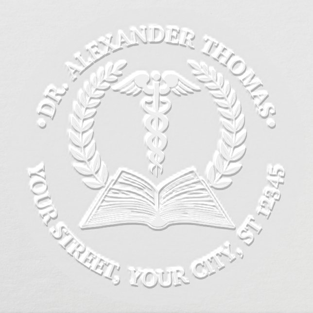 Medical Doctor Caduceus 1LR Book Name Address Embosser (Design)